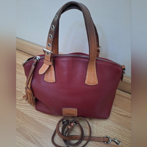 Dooney & Bourke Handbags - Dooney & Bourke Vintage Red Burgundy Pebble Leather Satchel Purse